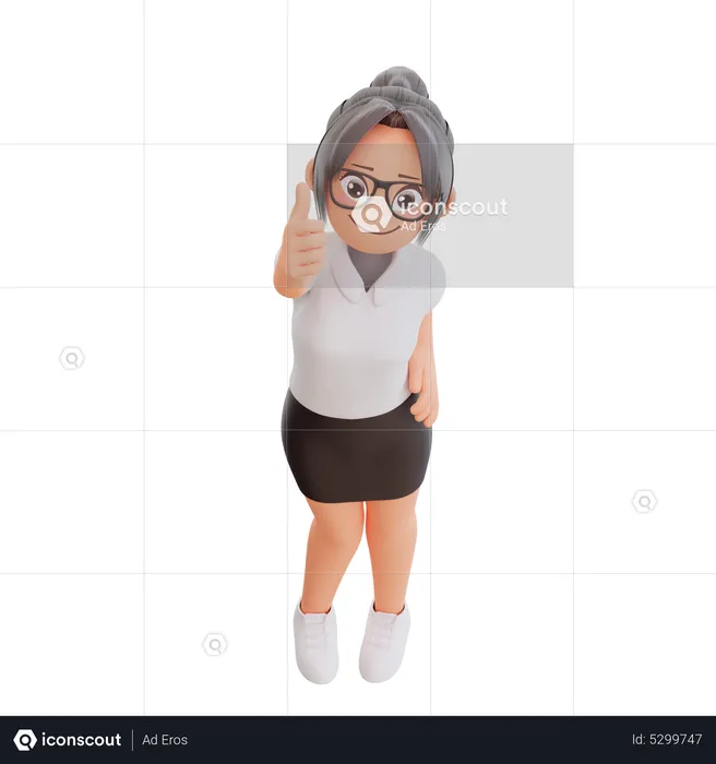 Young businesswoman showing thumbs up  3D Illustration