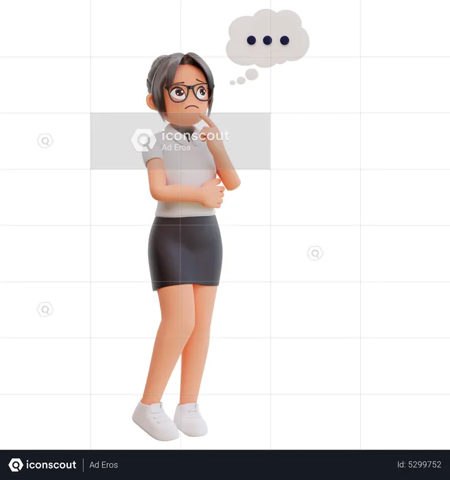 Young businesswoman thinking something  3D Illustration