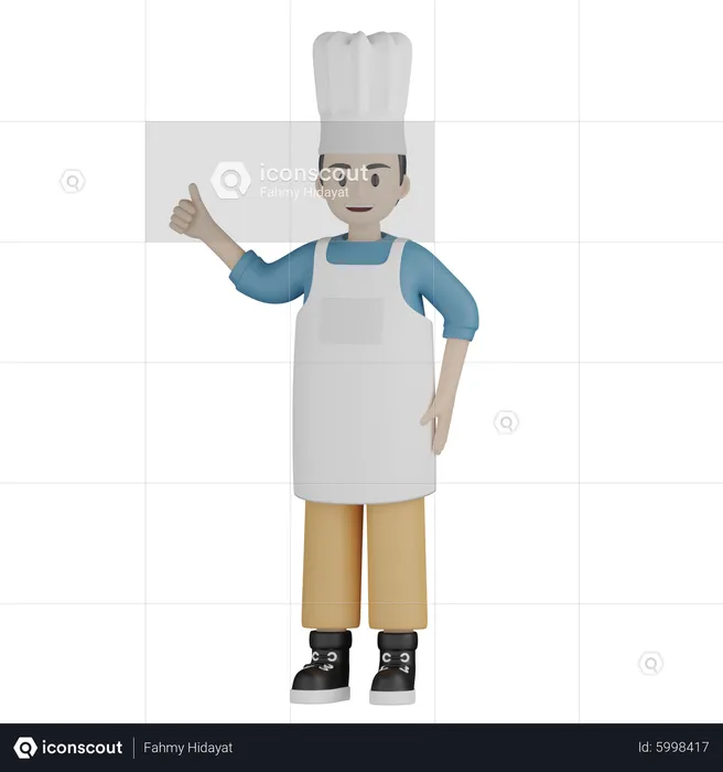 Young chef showing thumbs up  3D Illustration