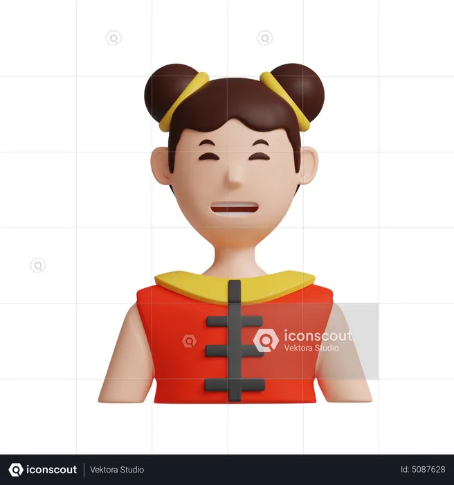 Young Chinese Woman  3D Icon