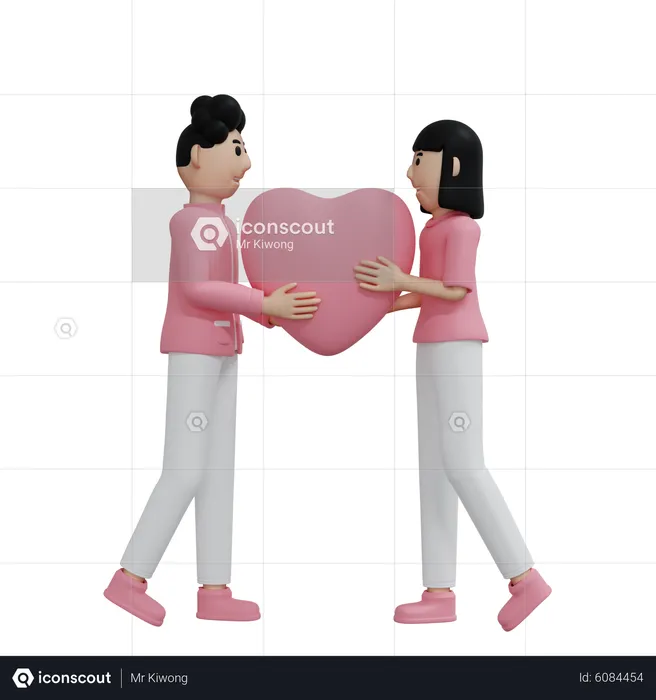 Young couple celebrating valentine  3D Illustration