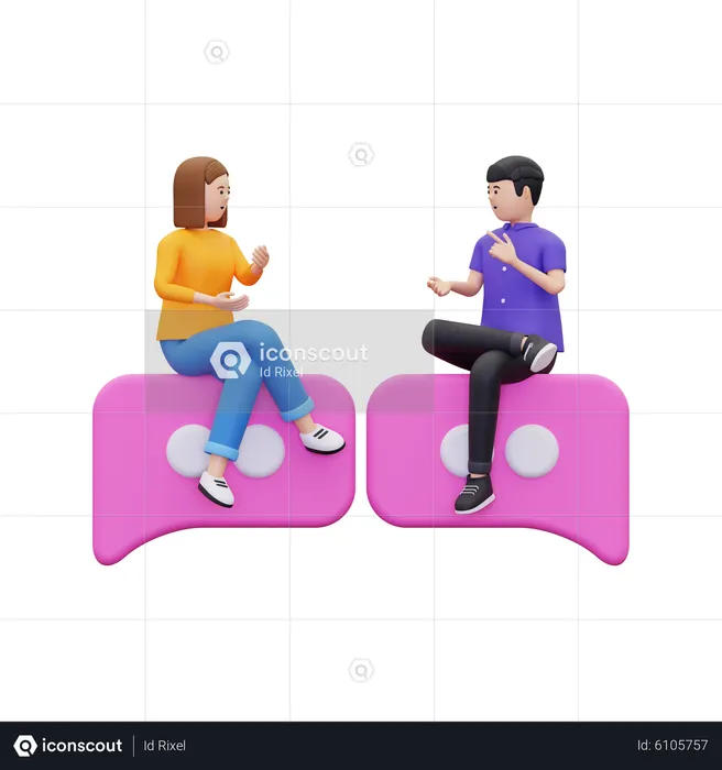 Young couple discuss together  3D Illustration