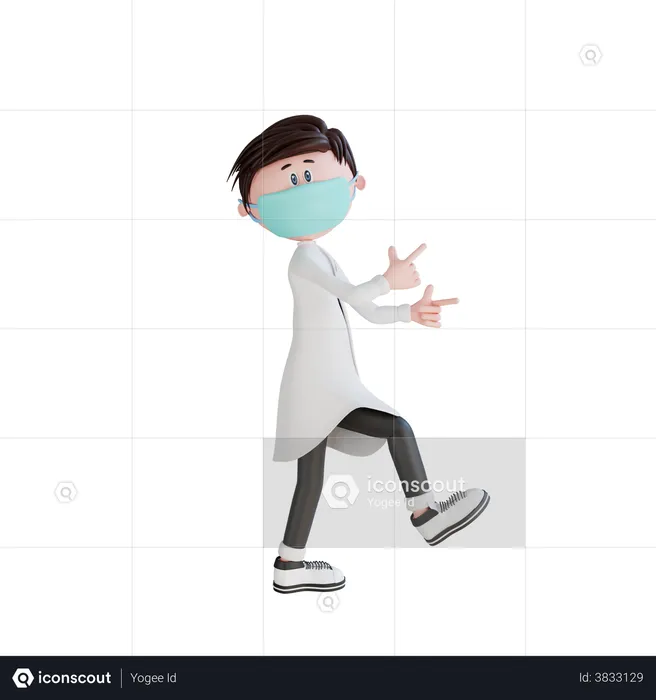 Young doctor giving funny pose  3D Illustration