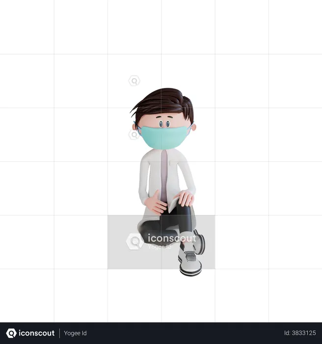 Young doctor in sitting pose  3D Illustration