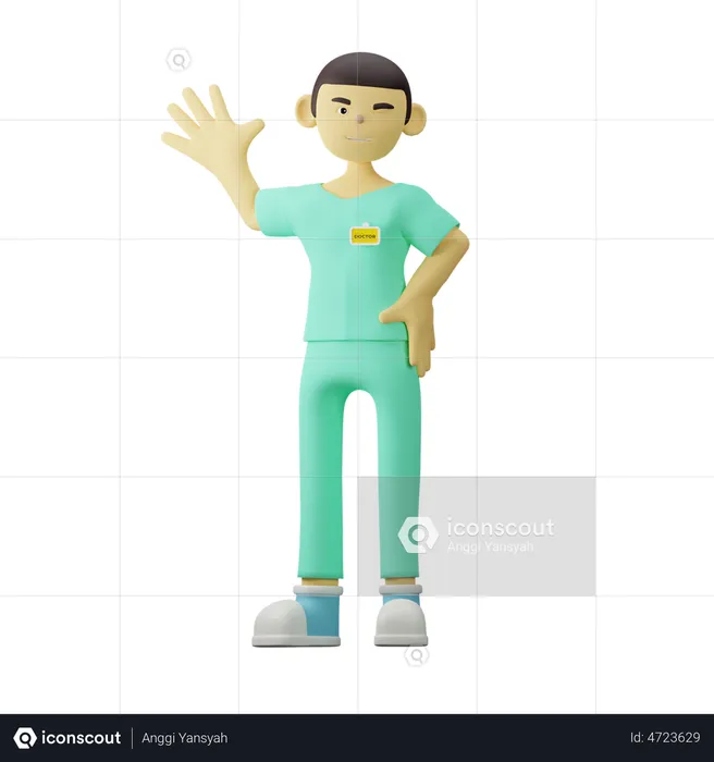 Young Doctor Say Hello  3D Illustration
