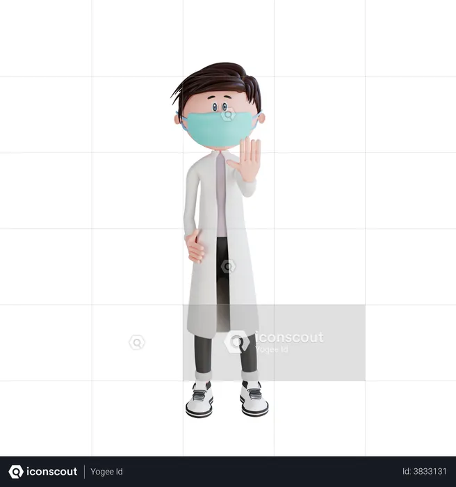 Young doctor showing stop hand gesture  3D Illustration