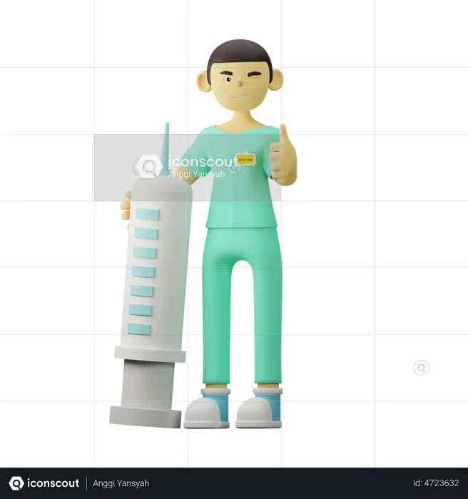 Young Doctor With Injection  3D Illustration