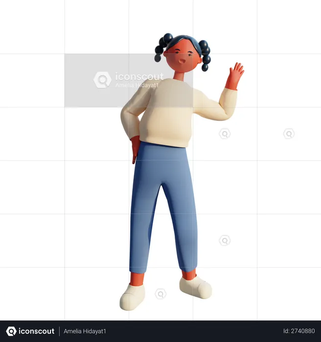 Young Girl 3d Character  3D Illustration