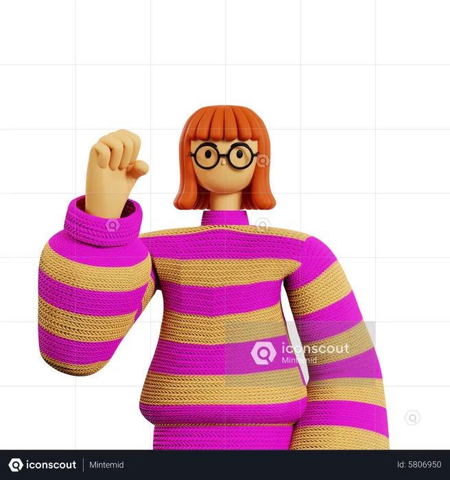 Young girl giving Encouraging pose  3D Illustration