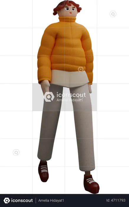 Young girl in walking pose  3D Illustration