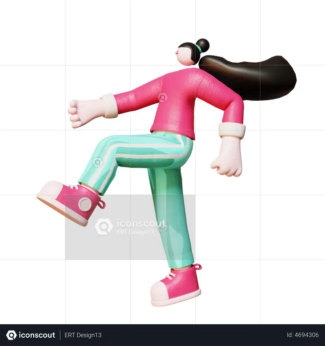 Young girl in walking pose  3D Illustration