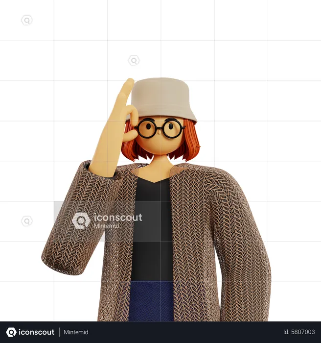 Young girl showing okay sign  3D Icon