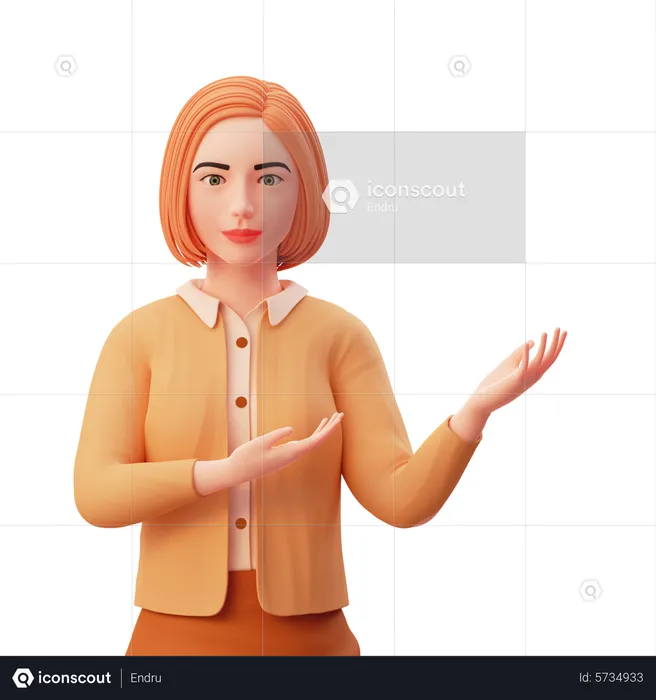 Woman indicating something 3D Illustration download in PNG, OBJ or