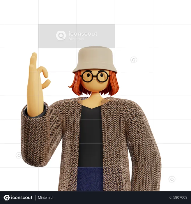 Young girl Showing super gesture pose  3D Illustration