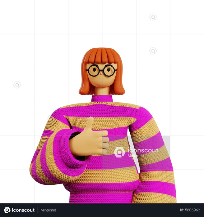 Young girl Showing thumbs up pose  3D Illustration