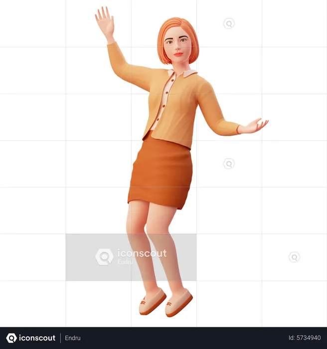 Young lady do funky dance pose  3D Illustration