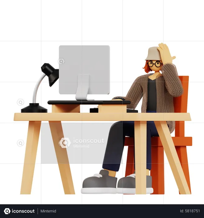 Young lady feeling dizzy at work  3D Illustration