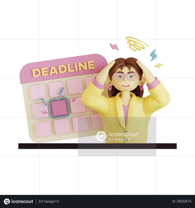 Young lady feeling panic for work deadline  3D Illustration