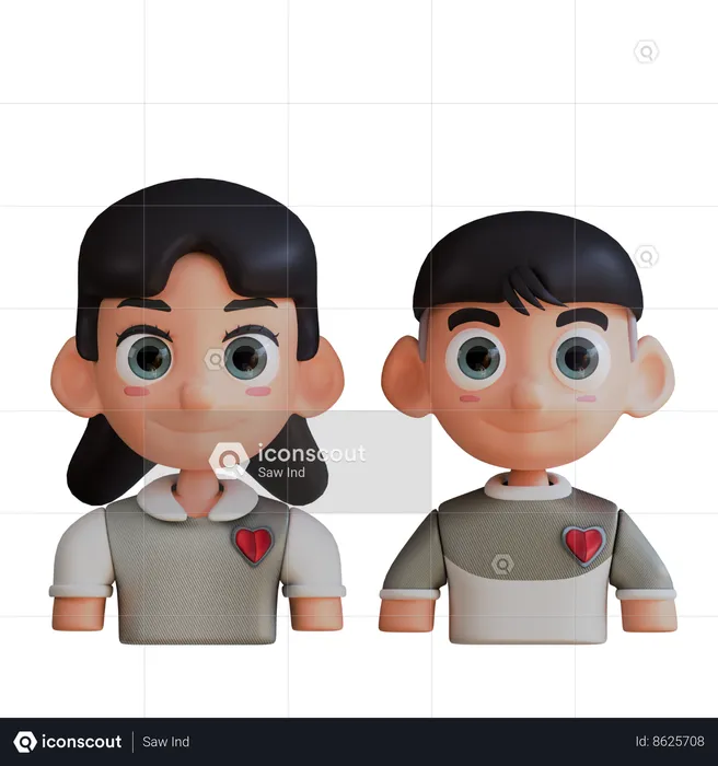 Young Love Couple  3D Icon