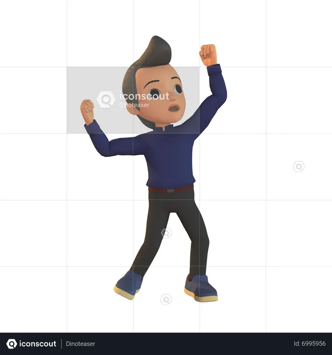Young Male Celebrate Success  3D Illustration