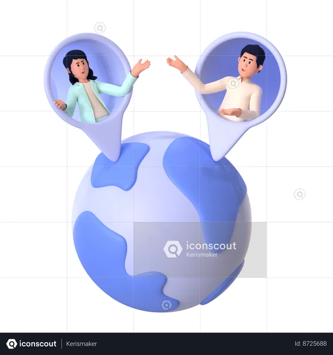 Young Man And Woman Networking  3D Illustration