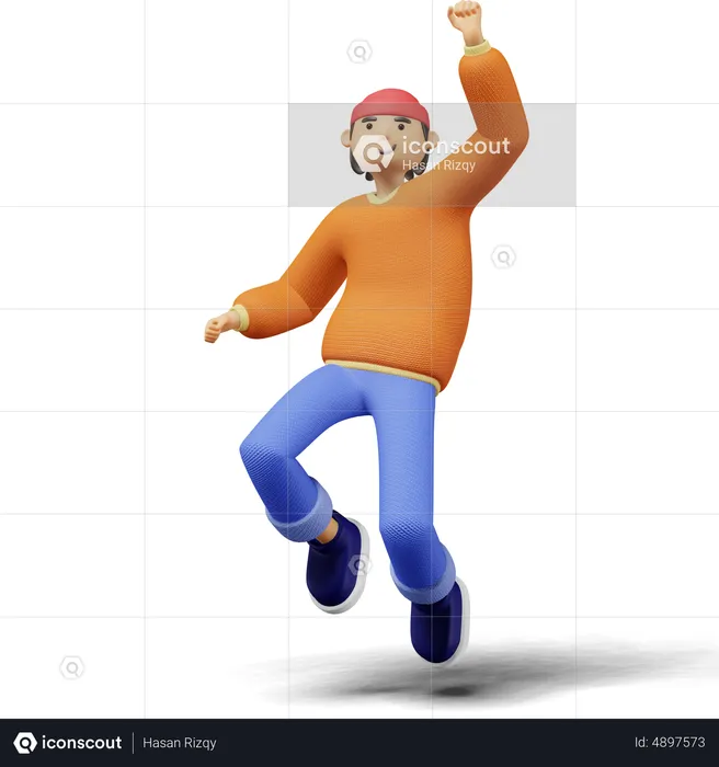 Young man celebrate victory  3D Illustration