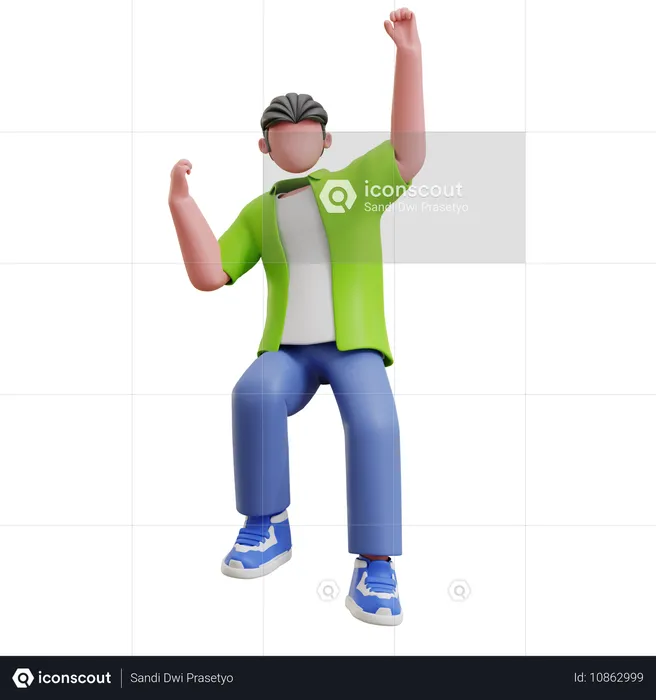 Young man celebrating success  3D Illustration