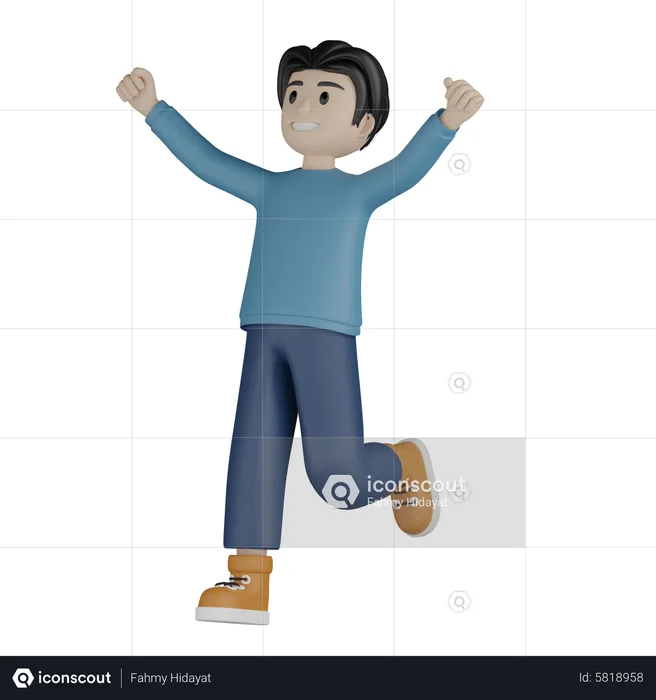 Young man cheerful feelings  3D Illustration