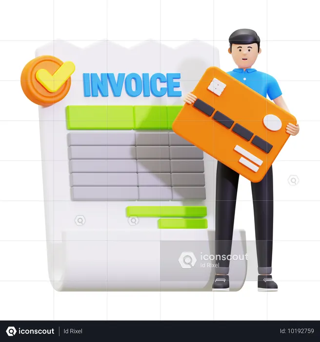 Young Man Doing Bill Payment With Credit Card  3D Icon
