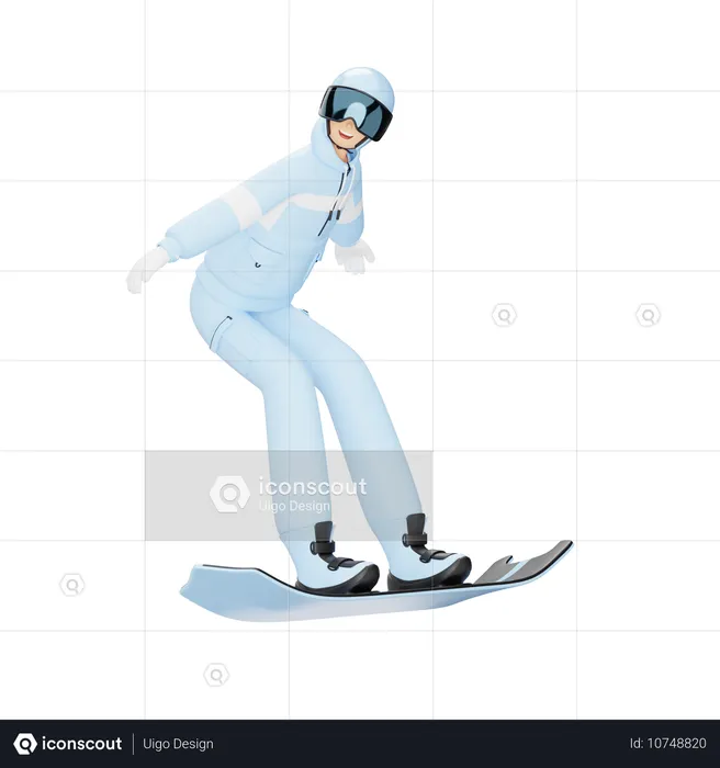 Young Man Doing Snowboard Ride  3D Illustration