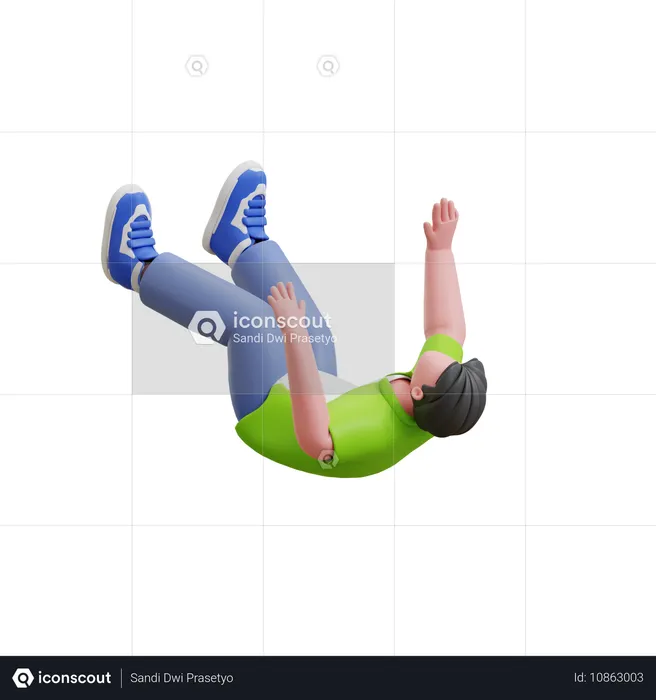 Young man falling down  3D Illustration