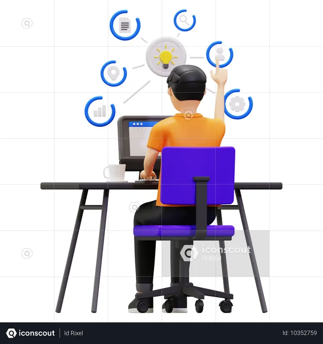 Young Man Getting Business Idea  3D Illustration