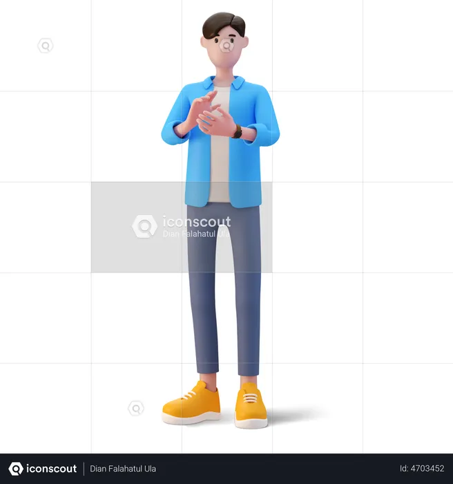Young man giving appreciation  3D Illustration