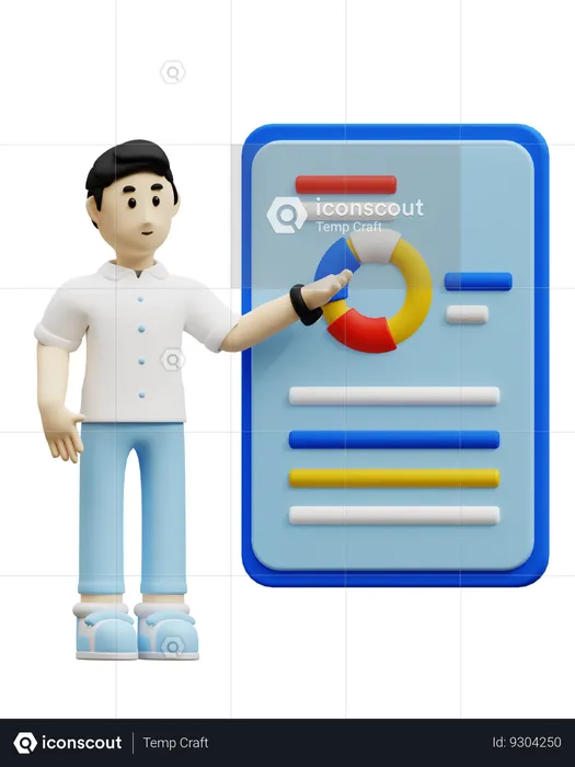 Young Man Giving Business Presentation  3D Icon