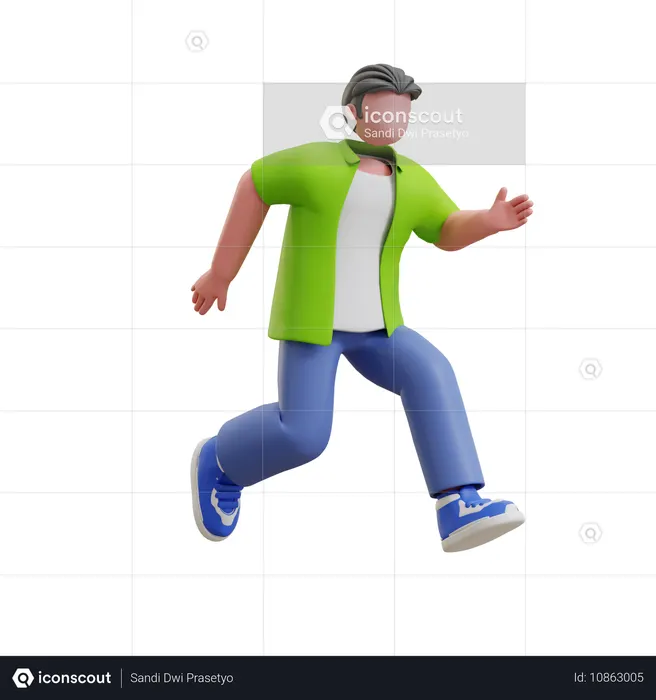 Young man giving running pose  3D Illustration