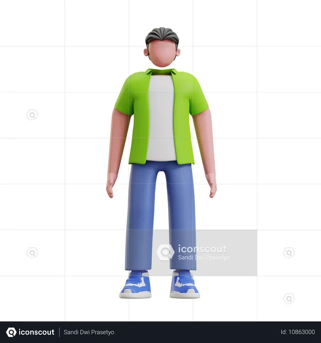 Young man giving standing pose  3D Illustration