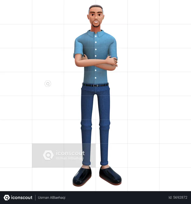 Young man giving standing pose  3D Illustration