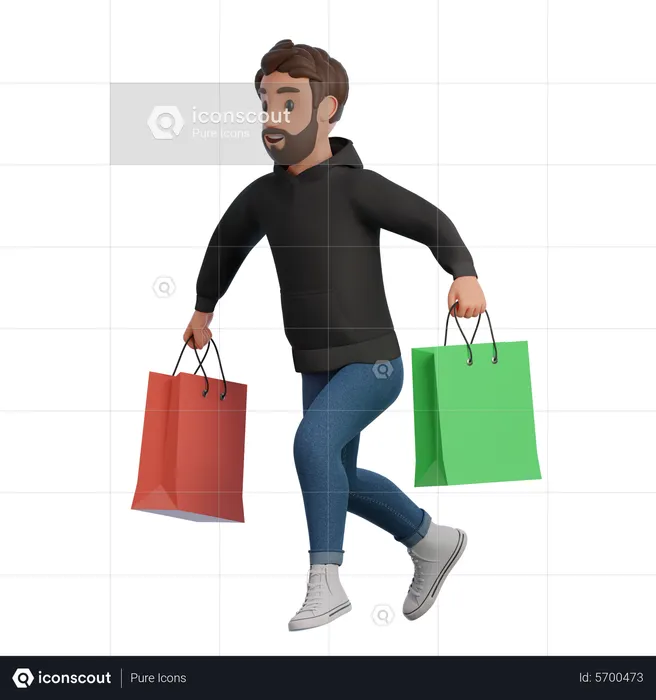 Young man holding shopping bag  3D Illustration