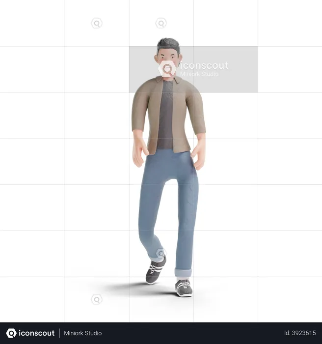Young man in standing pose Logo 3D Logo