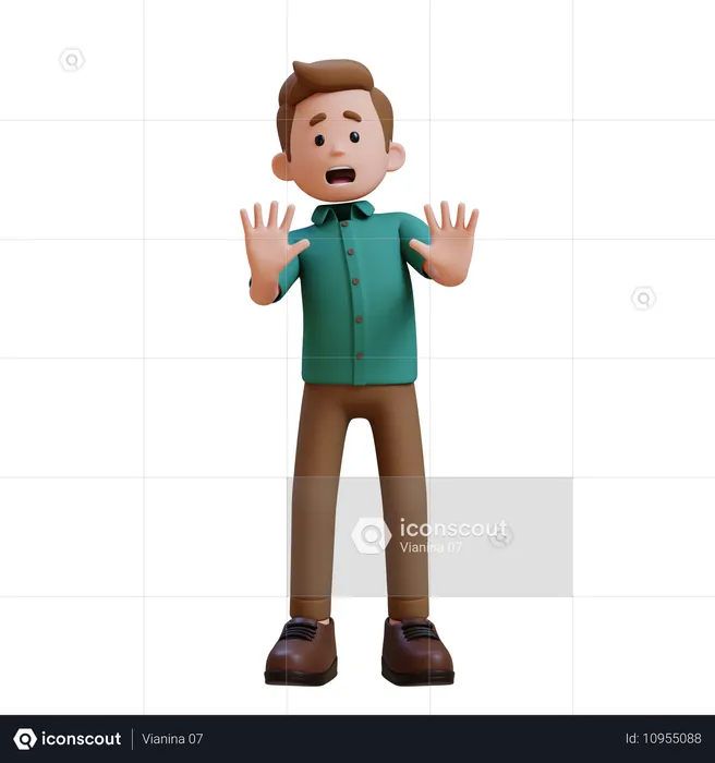 Young Man In Stress And Giving Refused Pose  3D Illustration