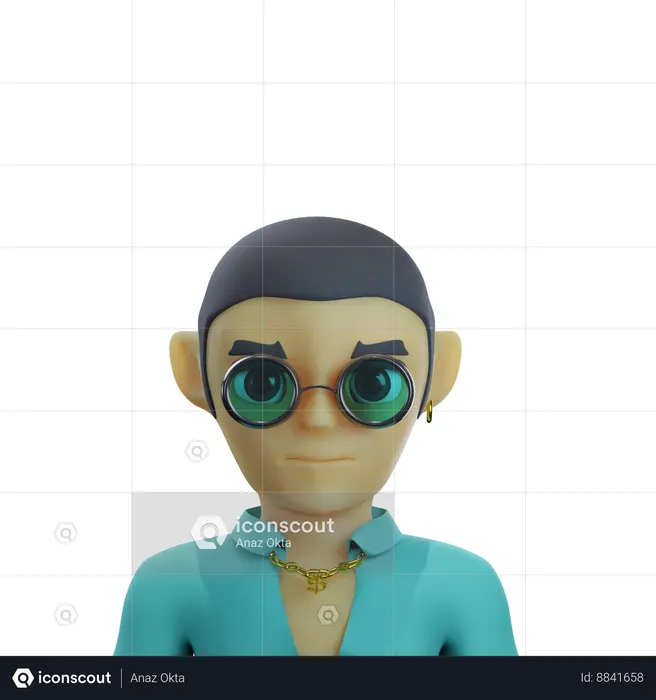 Young man is wearing spectacles  3D Icon