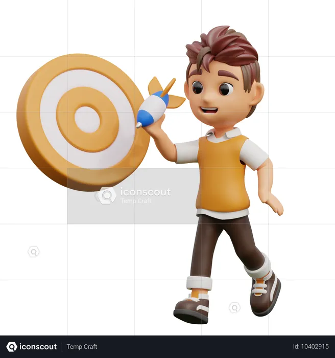 Young Man On Target  3D Illustration