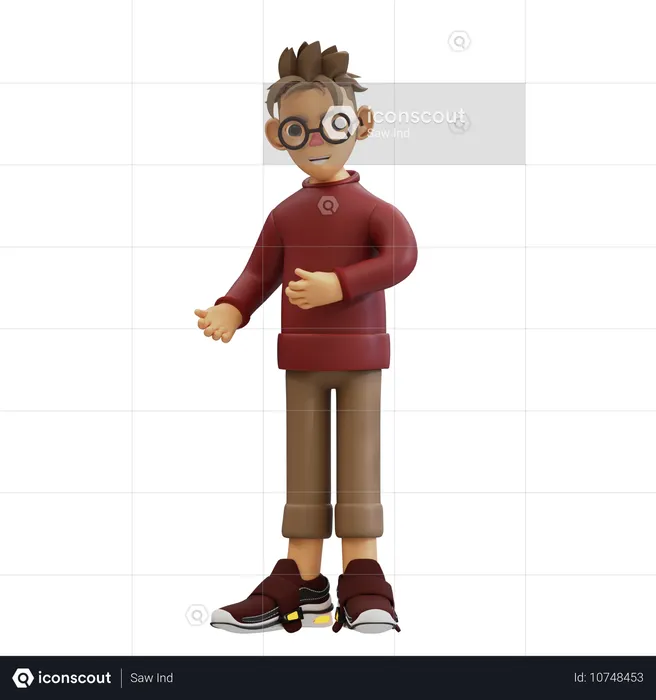 Young Man Pointing To Left  3D Illustration