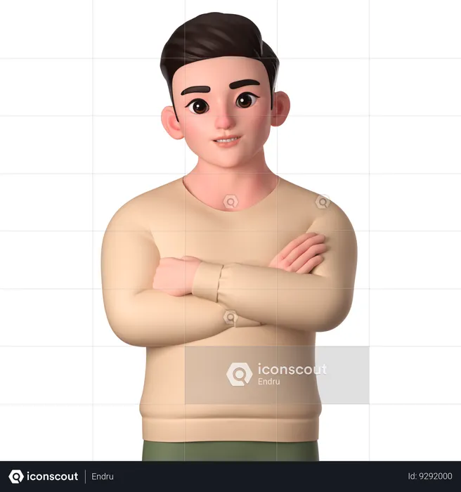 Young Man Posing With Arms Crossed  3D Illustration