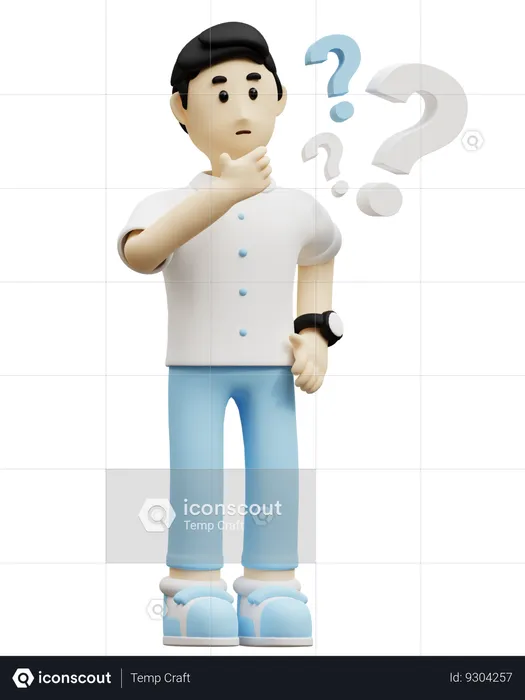 Young Man Question  3D Icon