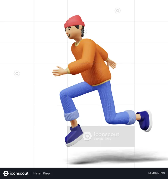 Young man Running  3D Illustration
