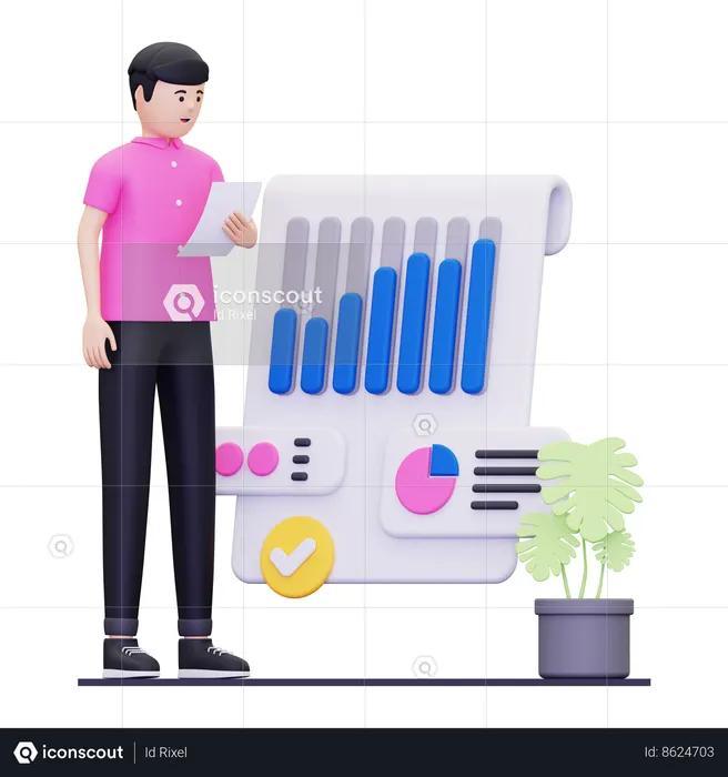 Young Man Sharing Data And Information  3D Illustration