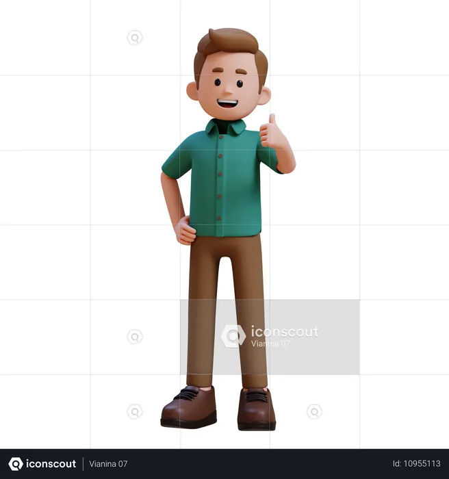 Young Man Showing Thumbs Up  3D Illustration