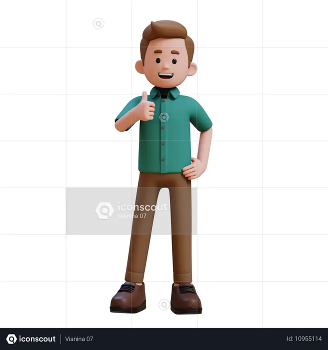 Young Man Showing Thumbs Up  3D Illustration