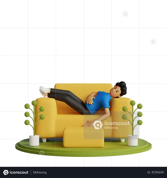 Young Man sleeping on sofa  3D Illustration